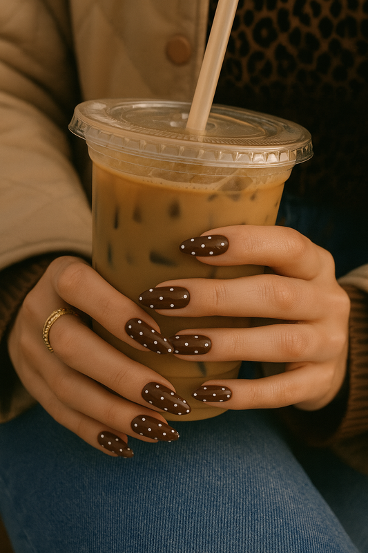 Brown polka dot nails